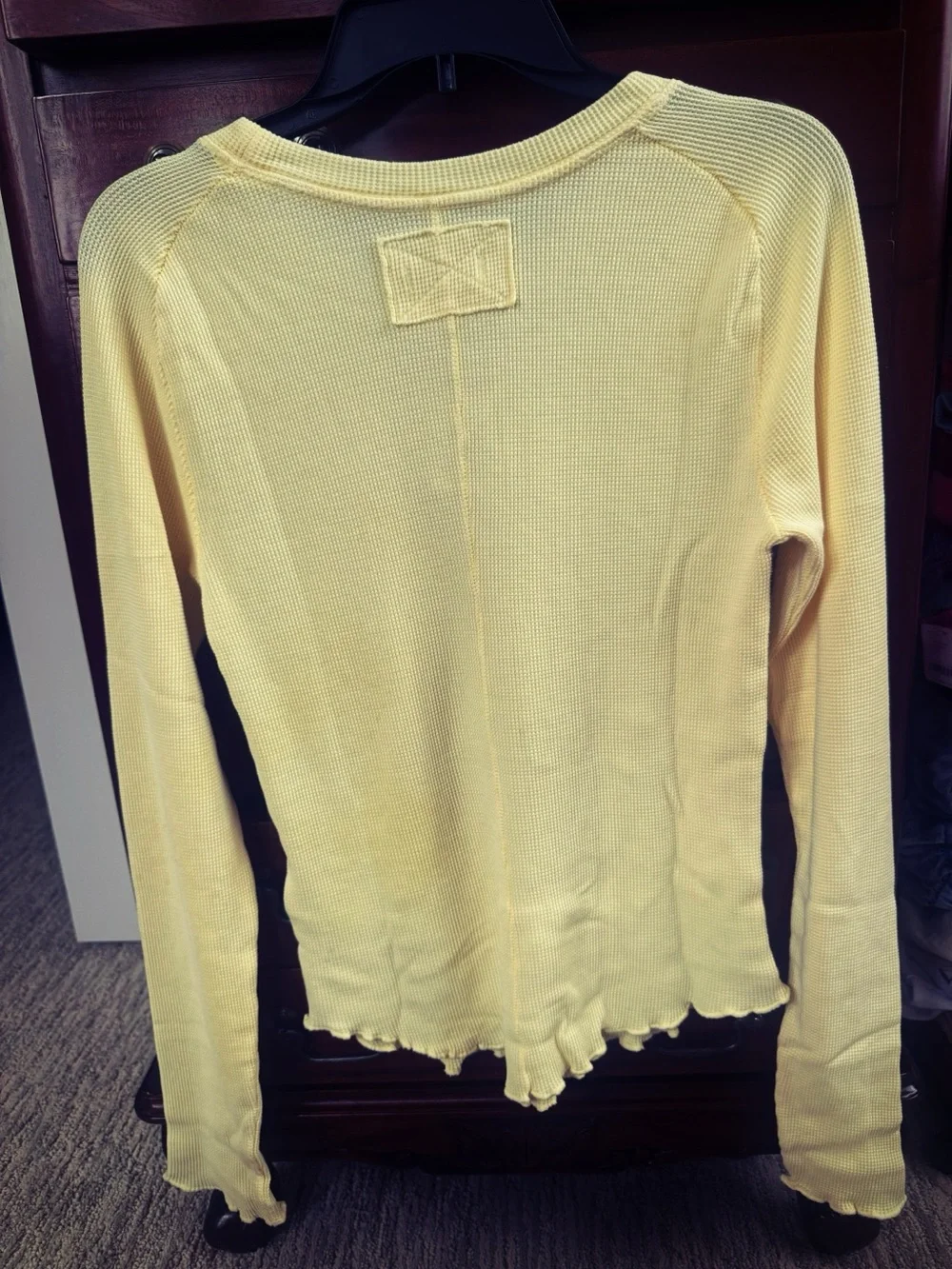 FREE PEOPLE EASY DOES IT THERMAL TOP LEMON YELLOW MEDIUM